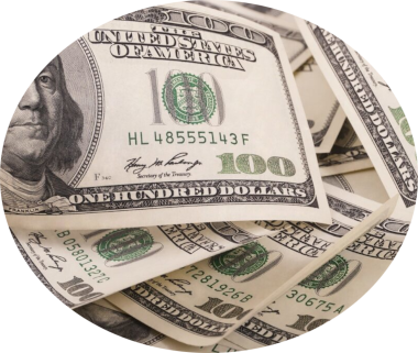 closeup of hundred dollar US bills